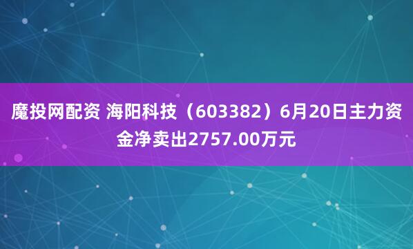 魔投网配资 海阳科技（603382）6月20日主力资金净卖出2757.00万元